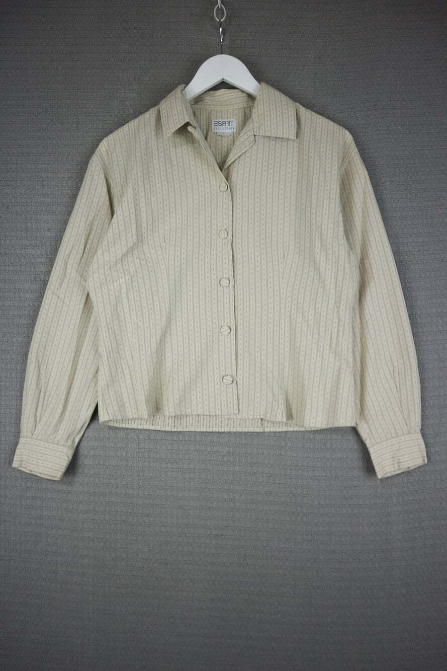 Vintage 90s Esprit Collection Cream Striped Button Down Shirt Medium
